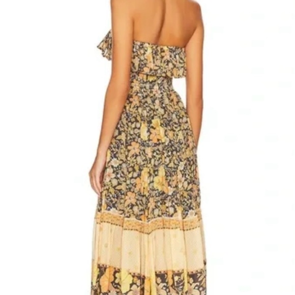 Floral Hibiscus Lane Strapless Flutter Midi Dress - Licorice - Picture 3 of 10